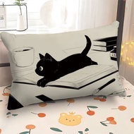 B. b. Cartoon Cartoon Painting Cat Pillowcase Nordic Geometric Pillow 3050 Rectangular Sofa Cuckoo C