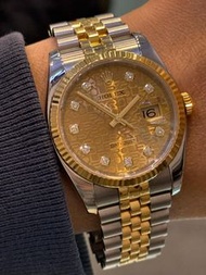 🤴🏻👑經典款式 K金狗牙圈銀電腦面鑽石字💎🤩 勞力士 Rolex 116233J 單錶