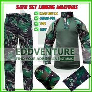 One Set of Cargo Pants Suit, T-shirt, BDU Malvinas Camouflage TNI UniformCs, Long Sleeve Turtleneck,
