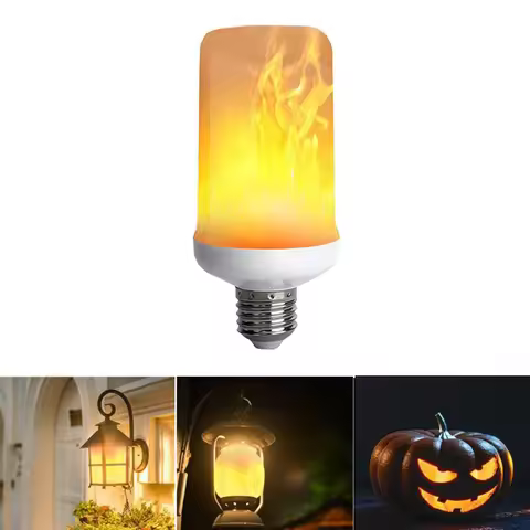E14 E27 Flame Bulb LED Dynamic Flame Effect Light Bulb 9W 15W Corn Bulb AC110V 220V Creative Flicker