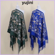 YUJINI Winter Warm Shawl Wraps, Imitation Cashmere Luxury Elegant Floral Tassel Shawl, Womens Fashio