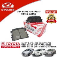 Toyota Rear Disc Brake Pad 04466-YZZAN Camry/Wish ACV30/31,ANE10,ZGE20/21/22/25,MCV30,ST246,ANE11,ZNE10 (4pcs)