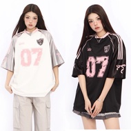 New Loose Trendy Large Size Football T-shirt Size 7 Bow Tie  Unisex Loose Sports T-shirt