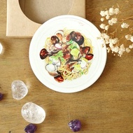 【蛤蜊義麵】手繪美食杯墊/鶯歌陶瓷吸水杯墊/陶瓷杯墊/圓形杯墊