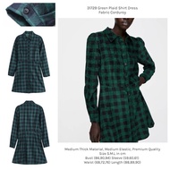 HIJAU 31729 Women's Green Plaid Dress Green Plaid Dress