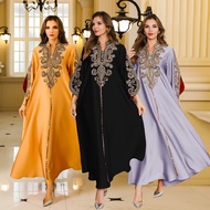Morocco Turkey Beaded Gown Dubai Embroidery Party Long Dress Abaya Muslim Robe Kaftan Arab Clothes