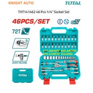 TOTAL THT141462 46 Pcs 1/4″ Socket Set Industrial Quick release ratchet handle 72T Universal joint S
