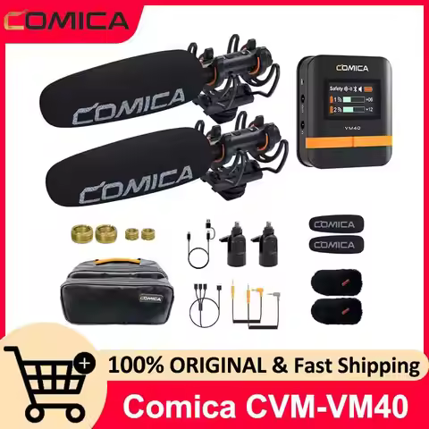 Comica VM40 2.4G Super Cardioid Dual-Channel Wireless Shotgun Microphone,Wired and Wireless dual mod