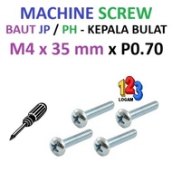M4x35 mm JP Bolt / PH Machine Screw Round Head Screwdriver+