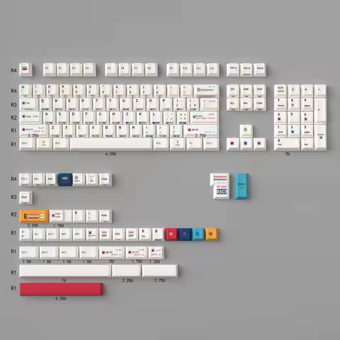 Keebox C64 R2 Keycaps Fullset PBT DYE Sub Keycaps Side Print Cherry Profile Keycaps Retro Mechanical