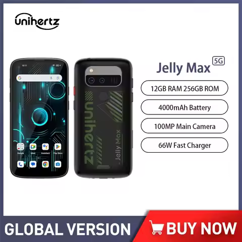 Unihertz Jelly Max 5G Mini Smartphone 5.05" 12GB+256GB Mobile Phone IR Blaster 100MP 4000mAh 66W And