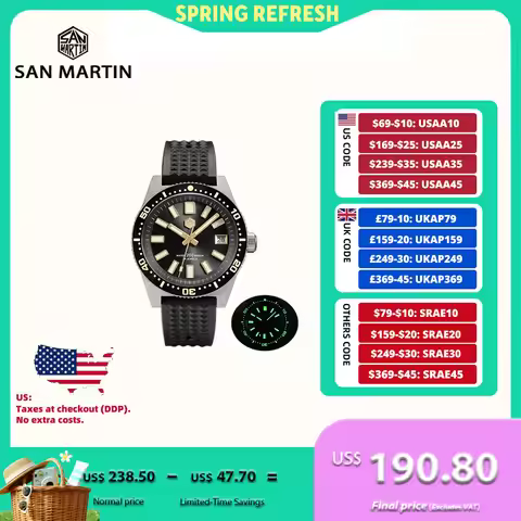 San Martin 40mm 3D Printing Full C3 Lume Surfing Dial NH35 Men Diver Watch 62mas Week Date Window Gi