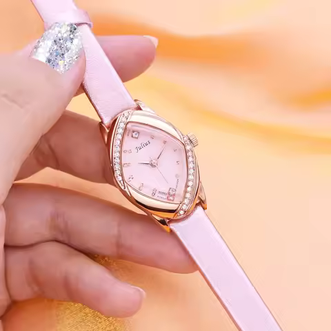 Julius Lady Women's Watch Japan Quartz Hours Fine Fashion Clock Bracelet Real Leather Rhinestone Gir