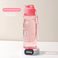 Water Bottle - 550ml Transparent Sports Plastic Water Bottle - Water bottle for running, gym...