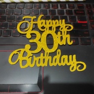 Cake topper happy cake decoration 30th birthday glitter gold