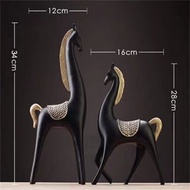 European Style Pingbu Qingyun Lucky Horse Resin Crafts Living Room TV Cabinet Wine Cabinet Decoratio