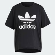 adidas ไลฟ์สไตล์ เสื้อยืดทรงบ็อกซี Adicolor Trefoil ผู้หญิง สีดำ IU2422