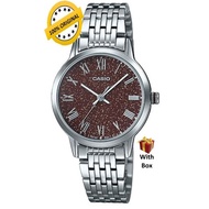 (Ladies) 100% ORIGINAL CASIO LTP-TW100D-5AVDF Brown Twinkle Dial,Roman Numberial Stainless Steel Wat