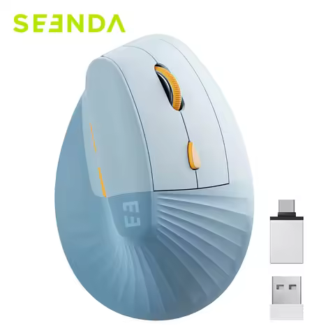 SEENDA Vertical Wireless Mouse Type C Rechargeable Ergonomic USB & Type C Mice for Laptop Laptop PC 