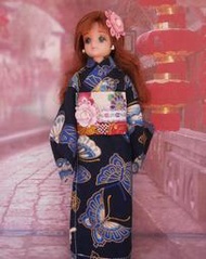 小禎ㄟ雜貨  莉卡娃娃服飾配件組  館主手製 莉卡和服 浴衣 娃娃和服 蝴蝶飛舞 藍色 ( 薇琪 小布 可穿)