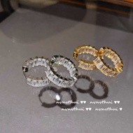 Dazzling Luminous Rectangular Gem Earrings Plated 18K Gold 2ct Wide Narrow Version Zircon Full Diamo