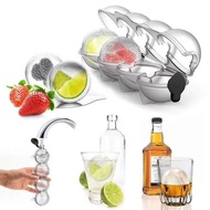 【In Stock】4 Holes Round Ice Ball Molds Spherical Round Ice Cube Maker Home Bar Party Kitchen Whiskey Cocktails DIY Ice Cream Maker