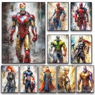 Marvel Movie Art Poster Spider Man Iron Man Deadpool Canvas Painting Classic Anime Character Mural H