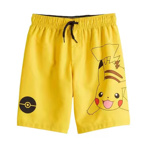 Pokemon Kanto Starters 2-Pack Kids Swim Trunks Pikachu Charmander Squirtle Bulbasaur Beach Shorts