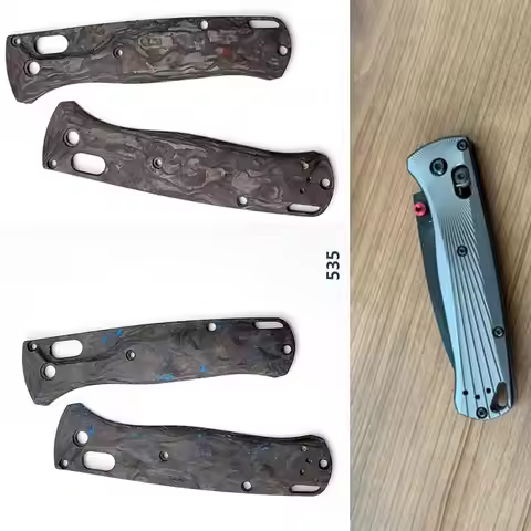 3K Full Carbon Fiber Knife Grip Handle Scales For Benchmade Bugout 535 Knives DIY Make Accessory Par