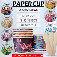 TEMPAT CUP ES KRIM - HOMEMADE CUP ICE CREAM - CUP CONE ES KRIM (PAPER CUP 50 ML)