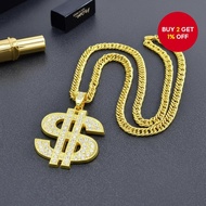 Hip Hop Dollar Sign Necklace with Diamonds for Men and Women