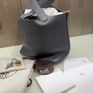Hermes 98新 Picotin菜籃子 石板灰/淡金扣