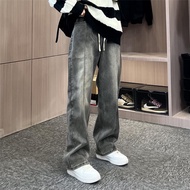 ShopeeMY Korean Jeans Men Jeans Men Casual Trend Loose Buggy Drawstring Straight Cut Jeans Seluar je