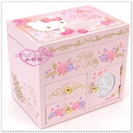 小花花日本精品♥ Hello Kitty 飾品盒 木製珠寶盒 收納盒 音樂盒 療癒 聖誕節 粉玫瑰12033607