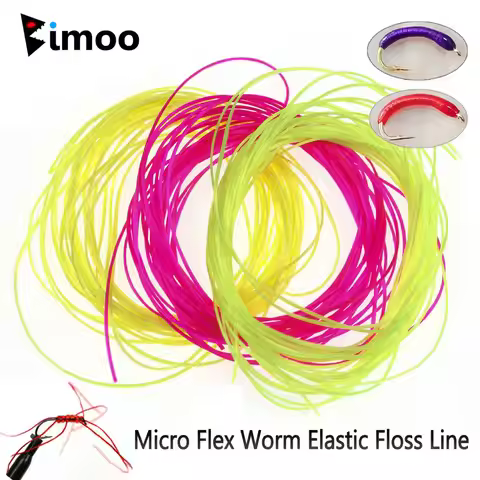 Bimoo 4M 0.6mm Micro Flex Worm Elastic Floss Line Nymph Body Buzzer Flexi Worm Fly Streamer Sea Fish