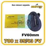 Bicycle Inner Tube Size 700 x 35 / 38 / 40 / 43 UNITED Presta FV Valve 60mm 6 cm Hybrid Gravel Racin