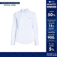 Tommy Hilfiger เสื้อเชิ๊ต ผู้หญิง รุ่น WW0WW45383 0A9 - สีน้ำเงิน ทรง Regular Fit