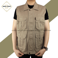 Baju Rompi Pria Casual Kerah Bahan Kanvas Polos Anti Angin Dewasa Anak Jaket Motor Tactical Outdoor