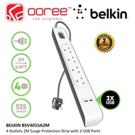 BELKIN BSV401SA2M 4 PLUGS + 2USB EXTENSION SOCKET THUNDER SURGE PROTECTOR SOCKET PLUG WITH SIRIM, 2M