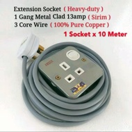 Extension socket Heavy-duty 13a 1 gang plug metal clad switch socket wire 3 core 40/0076 x 10meter
