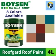Boysen Roofgard 4 Liters (Gallon) Gloss Acrylic Water-Based Roof Paint 8 Colors Boysen Roofguard