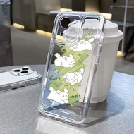 For iPhone 7 8 Plus X XS Max XR 11 12 13 14 pro max 14 Plus Flower Bunny Rabbit Transparent TPU Fine Hole Phone Case