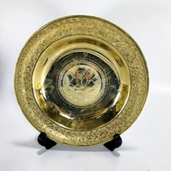 จานทองเหลือง 9 นิ้วตอกลายดอกกุหลาบ งานแฮนด์เมด Premium & Luxury
