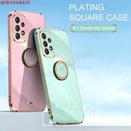 Luxury Plating Square Ring Holder Phone Case For OPPO A3S A5S A83 A12 A12E A31 A53 A32 A5 A9 2020 A52 A72 A92 A8 Soft Silicone Stand Cover with ring