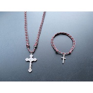 KG50 PACKAGE OF 2MM TRIDATU ROPE CATHOLIC CROSS NECKLACE + BRACELET