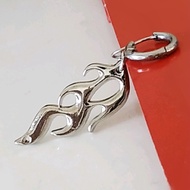 BUNDORA ANT231 anting lidah api perak stainless anti karat pria wanita Korea aksesoris cowok cewek k