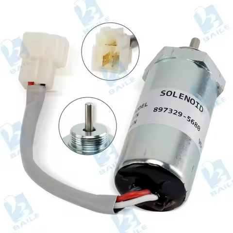 897329-5680 Fuel Shut Off Solenoid For Kobelco SK75-8 For Hitachi Excavator 897183-0140 EX50U Isuzu 