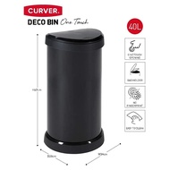 Curver 40L Deco Push Bin Black Waste Bin By Thehomeshoppe