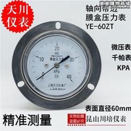 上海天川儀表軸向帶邊面板膜盒壓力錶YE-60ZT微壓力瓦斯壓力錶