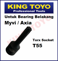 King Toyo Torx impact Socket T55 / socket bintang / 6 segi / Bearing Belakang myvi axia / skru bolt 
